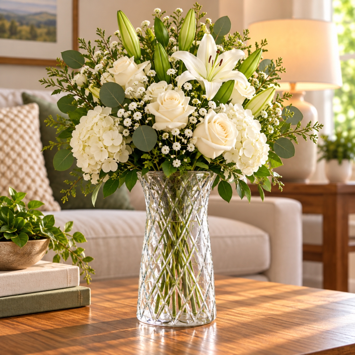 AI-GL520CLR Large Diamond Pattern Gathering Vase