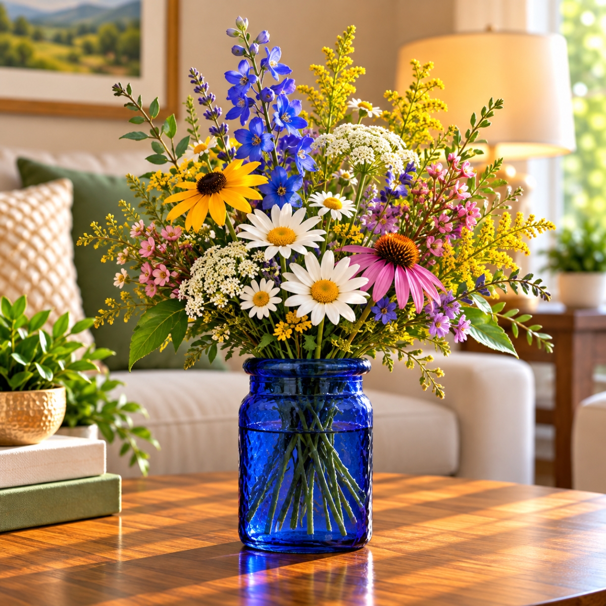 AI-N3277-60 Hammered Cobalt Blue Vase