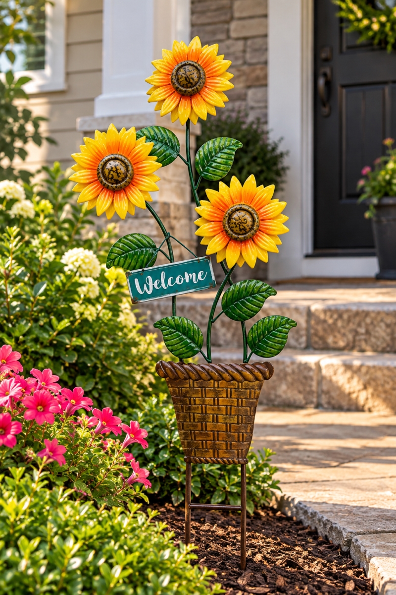 AI-GG9687 Welcome-Sunflowers In A Pot Garden Stake