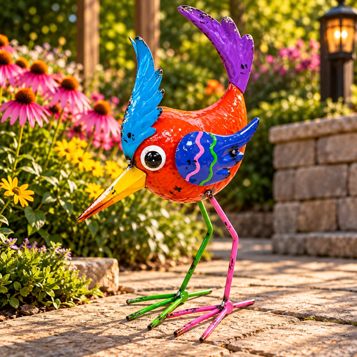AI-GG9684 Colourful Standing Bird Garden Sculpture