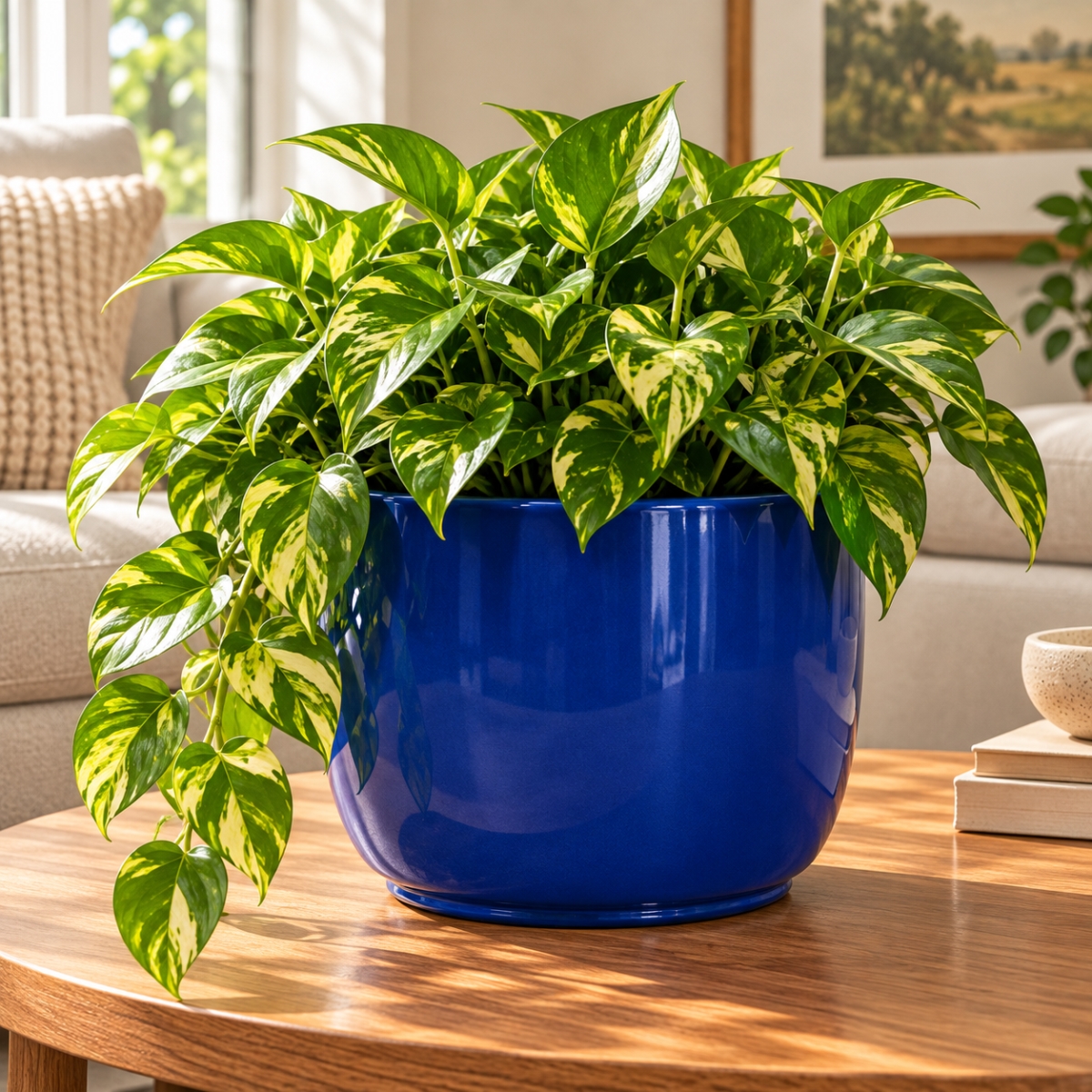 AI-CE25-345 Shiny Blue Round Pot