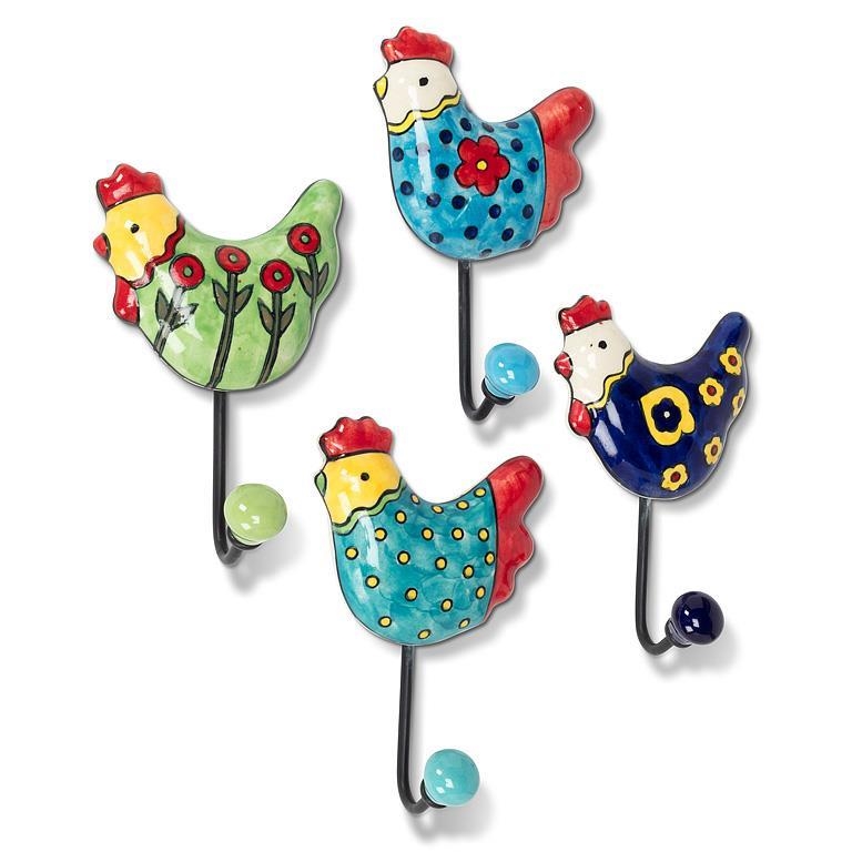 AB-98-ARTSY-506 Set Of 4 Assorted Colors Chicken Hooks