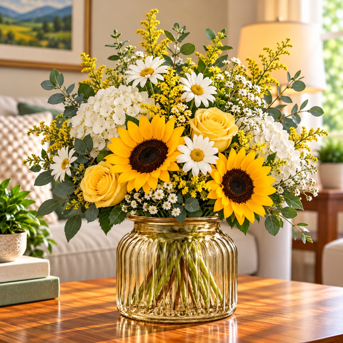 AI-N3649-2675 Sparkling Champagne Ribbed Vase