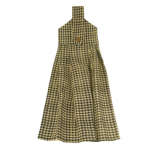 Hanging & Tie Button Towel, Star Black Check