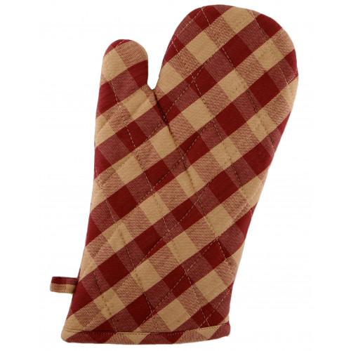 AG-38251S-2 Oven Mittens, Burgundy Check - Set of 2