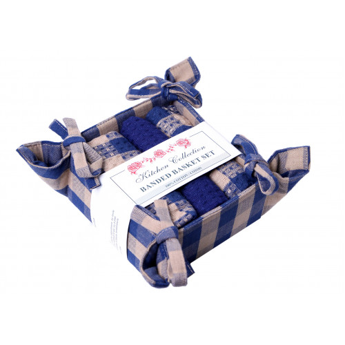 Bread Basket Set, Navy Check