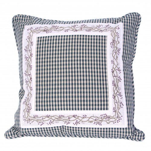 18 x 18 in. Zip Cushion, Berryvine Green Check