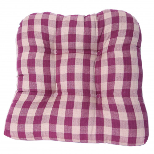 Chair Pad, Burgundy Check