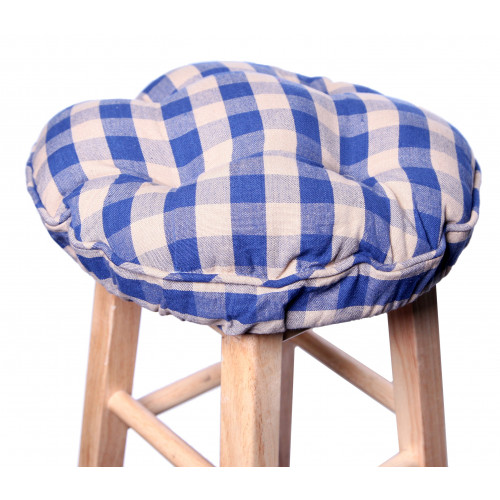 Bar Stool Cushion, Navy Check
