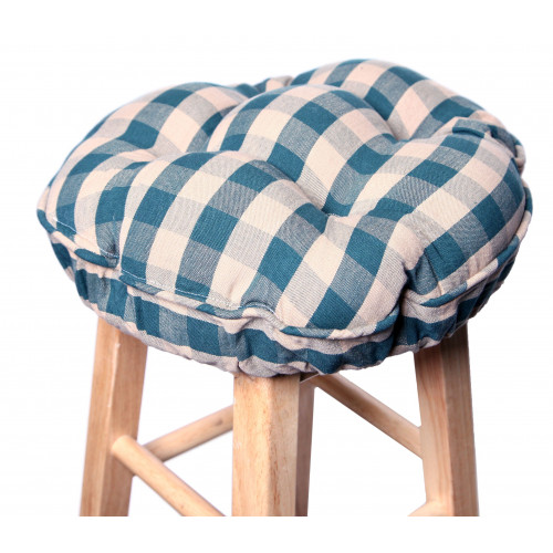 Bar Stool Cushion, Green Check