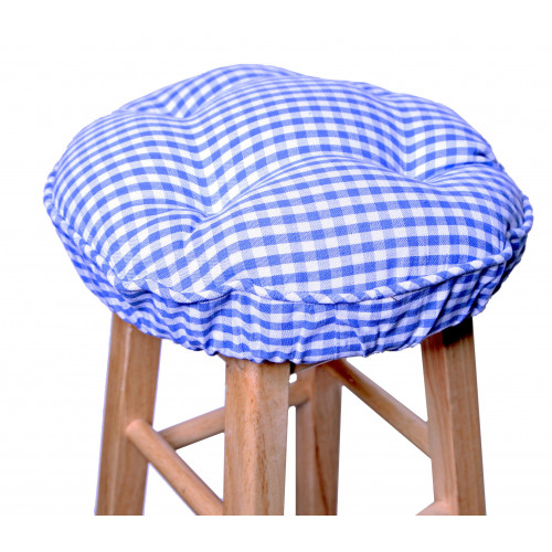 Bar Stool Cushion, Toro Blue Check