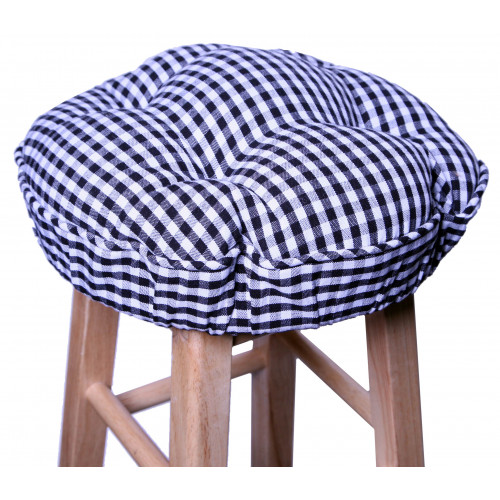 Bar Stool Cushion, Toro Black Check
