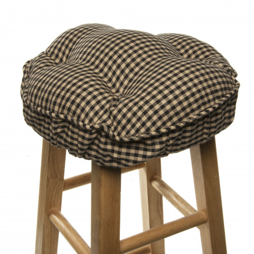 Bar Stool Cushion, Star Black Check