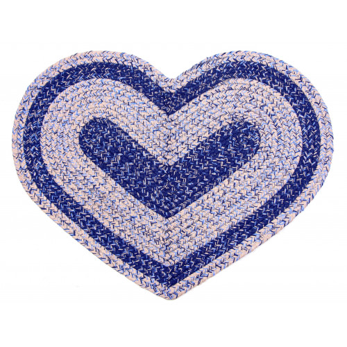 Braided Heart Rug, Sand Blue