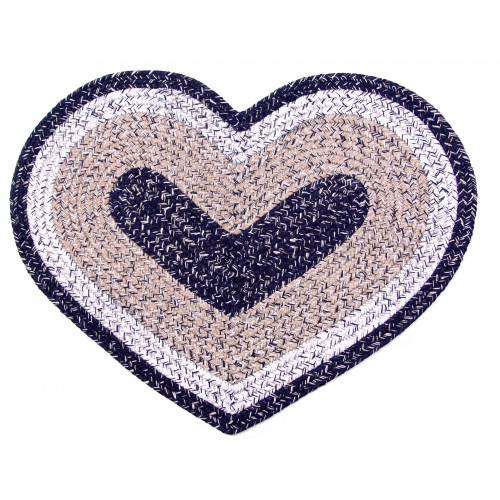 Braided Heart Rug, Black Haze