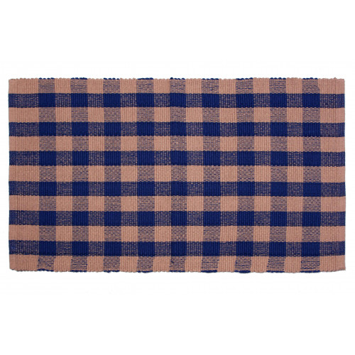 48 x 72 in. Floor Mat, Beige & Navy Check