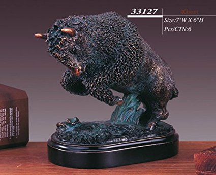 F Bronze Plated Resin Sculptures Buffalo Sculpture Carving Statue