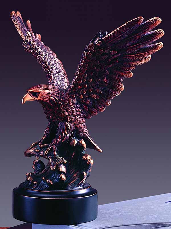 F11113 7.5 x 8 in.Treasure of Nature Howling Bronze Eagle Statue -  Marian Imports