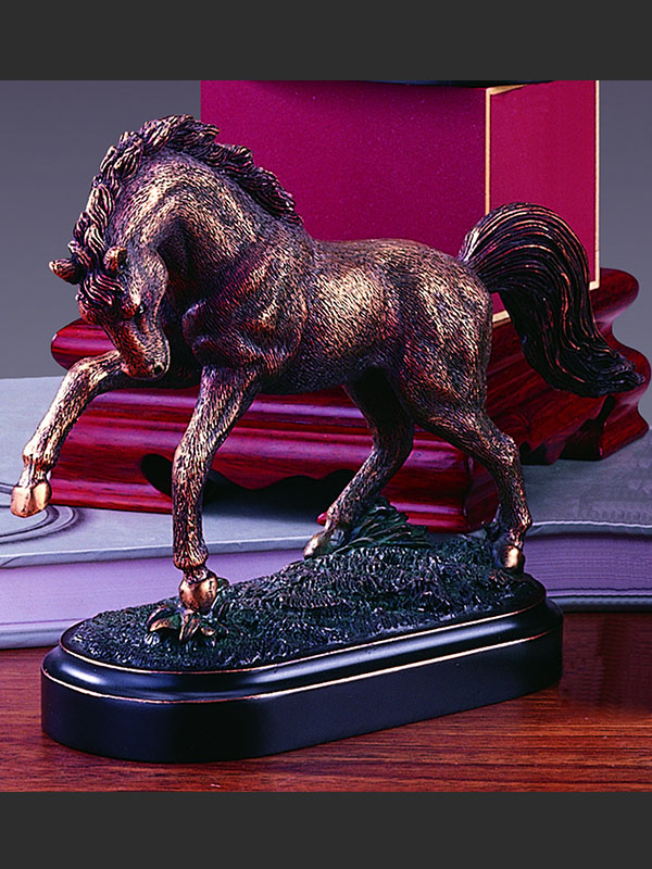 Howling Bronze Horse Statue - 7 x 6 in - Handcrafted Art Piece
