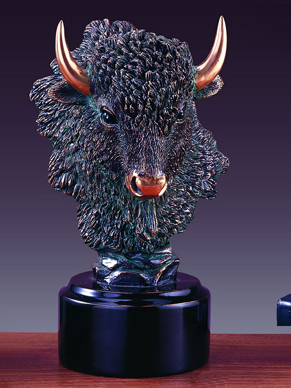 Western Buffalo Head Sculpture - 6 x 10 in.