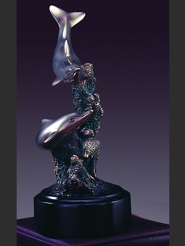 2 Dolphin Sculpture - 4.5 x 7 in.