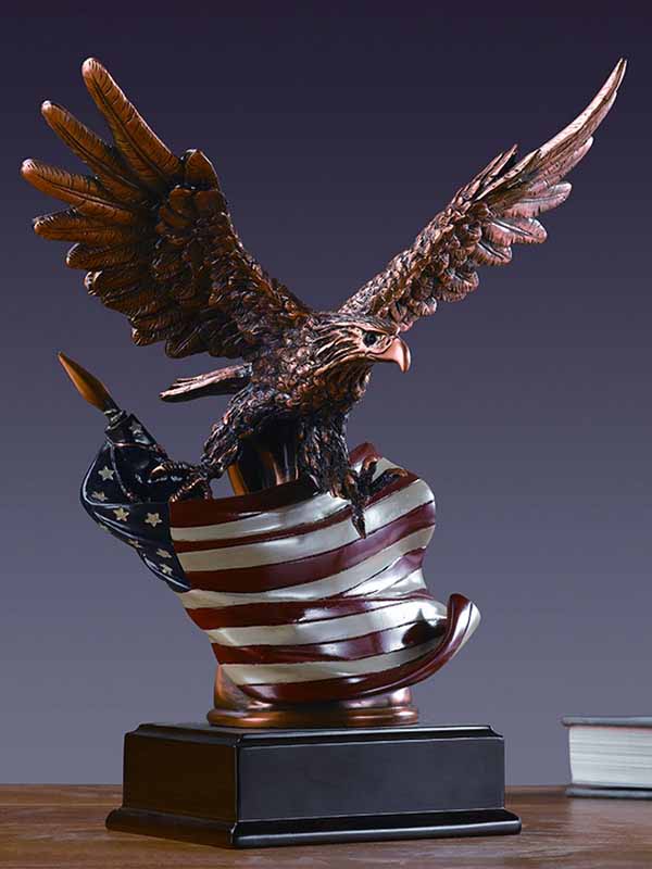 Eagle with Flag Sculpture - 10 x 13 in -  DwellingDesigns, DW2442735