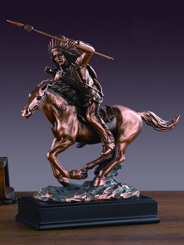 Indian on Horse Sculpture - 10 x 11 in.