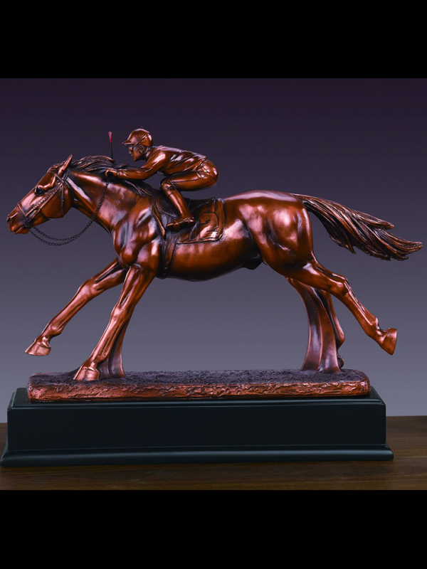 Jockey on Horse Sculpture - 13 x 10.5 in.