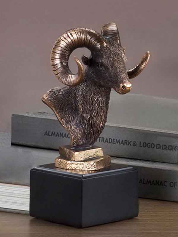 Ram Head Sculpture - 4 x 8 in.