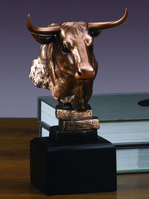 55129 5 x 8 in. Bull Head Figurine, Bronze