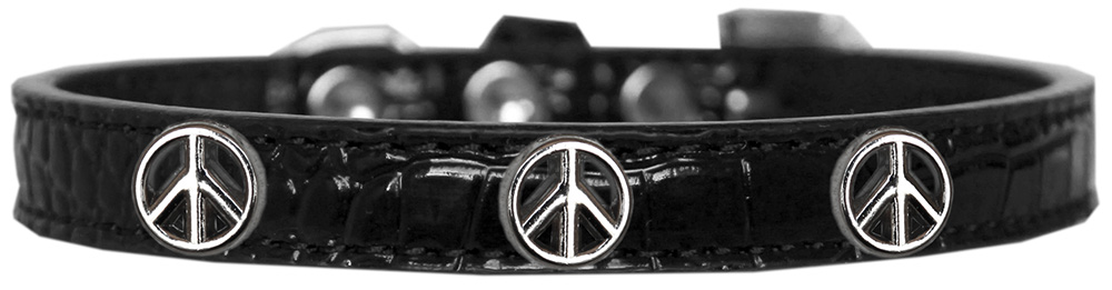 Mirage Pet Products Peace Sign Widget Croc Dog Collar Black Size 10