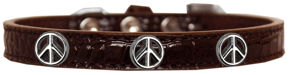 Mirage Pet Products Peace Sign Widget Croc Dog Collar Chocolate Size 16