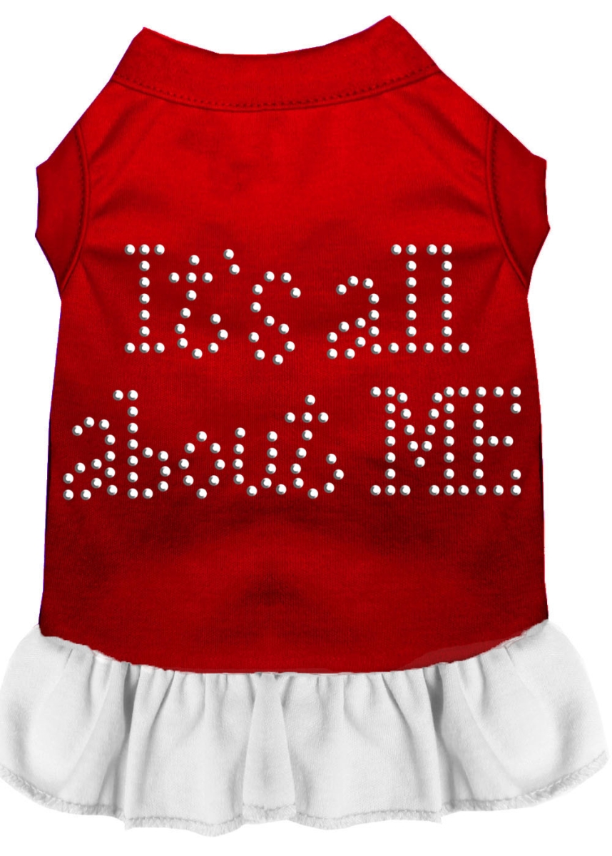 Picture of Mirage Pet 57-07 XSRDWT Rhinestone All About Me Dress - Red with White&#44; Extra Small