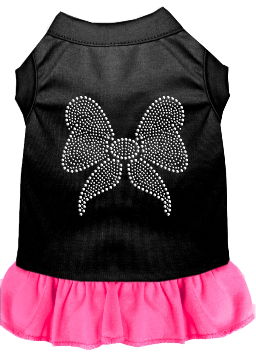 Picture of Mirage Pet 57-09 SMBPBPK 10 in. Rhinestone Bow Dress&#44; Black with Bright Pink - Small