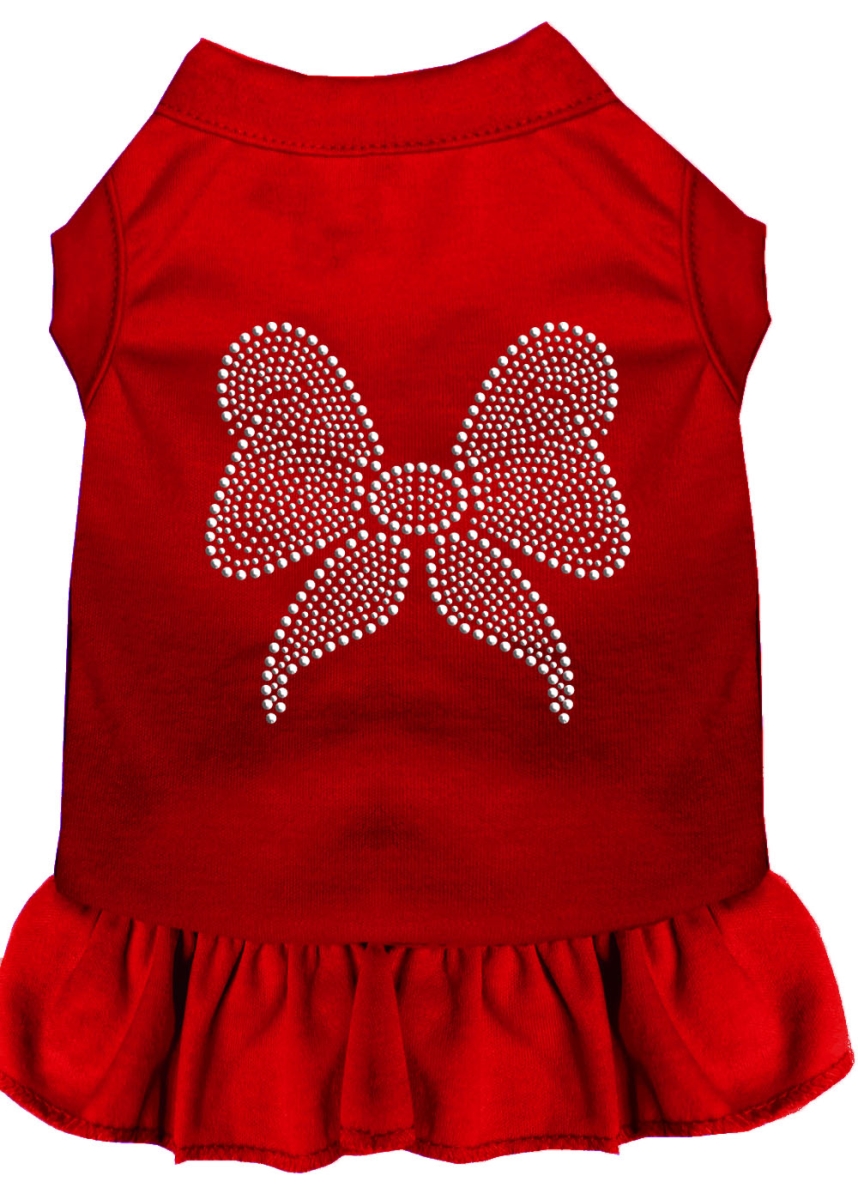 Picture of Mirage Pet 57-09 MDRD 12 in. Rhinestone Bow Dress&#44; Red - Medium