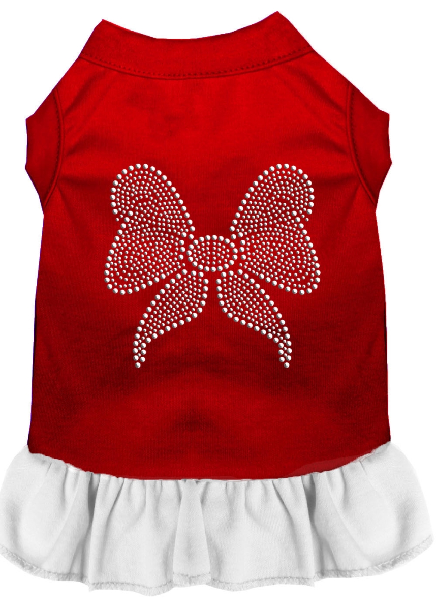 Picture of Mirage Pet 57-09 MDRDWT 12 in. Rhinestone Bow Dress&#44; Red with White - Medium