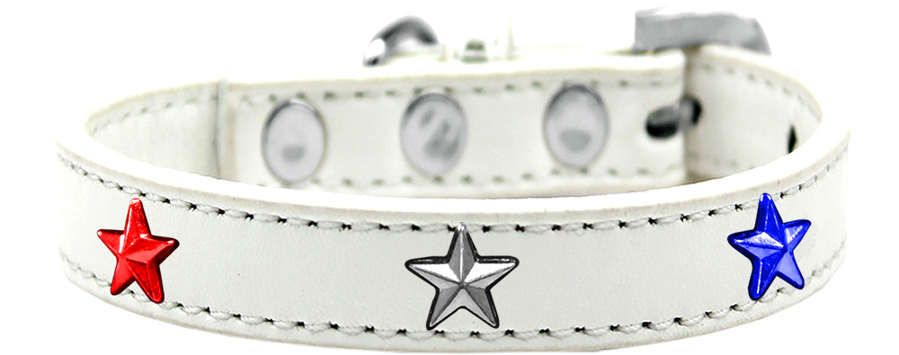 Mirage Pet Products Red, White and Blue Stars Widget Dog Collar White Size 12