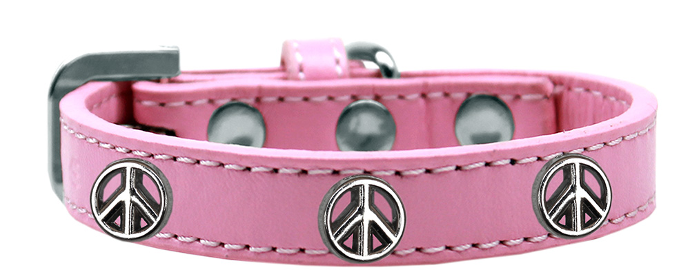 Mirage Pet Products Peace Sign Widget Dog Collar Light Pink Size 16