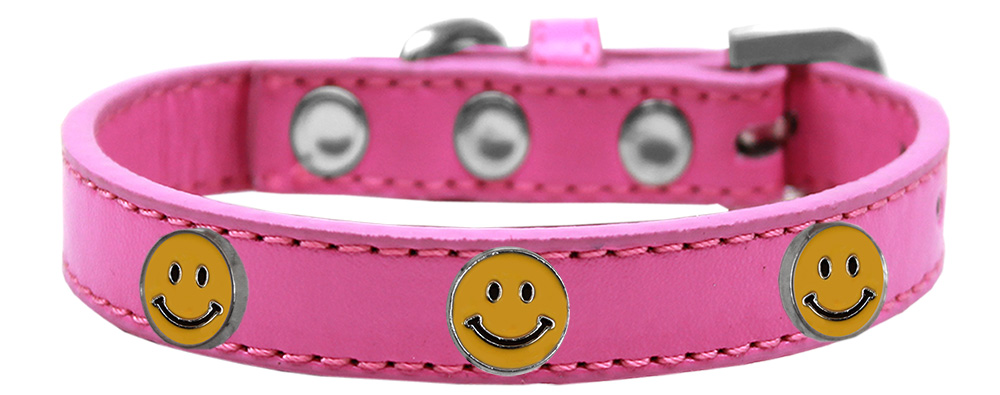 Mirage Pet Products Happy Face Widget Dog Collar Bright Pink Size 18