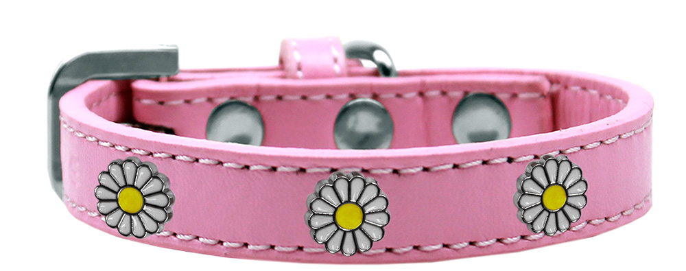 Mirage Pet Products White Daisy Widget Dog Collar Light Pink Size 16