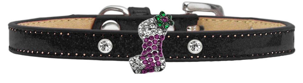 Mirage Pet Product Holiday Charm Dog Collar Black Ice Cream Size 16 Purple Stocking