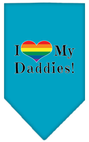 Mirage Pet Products I Heart My Daddies Screen Print Bandana Turquoise Large