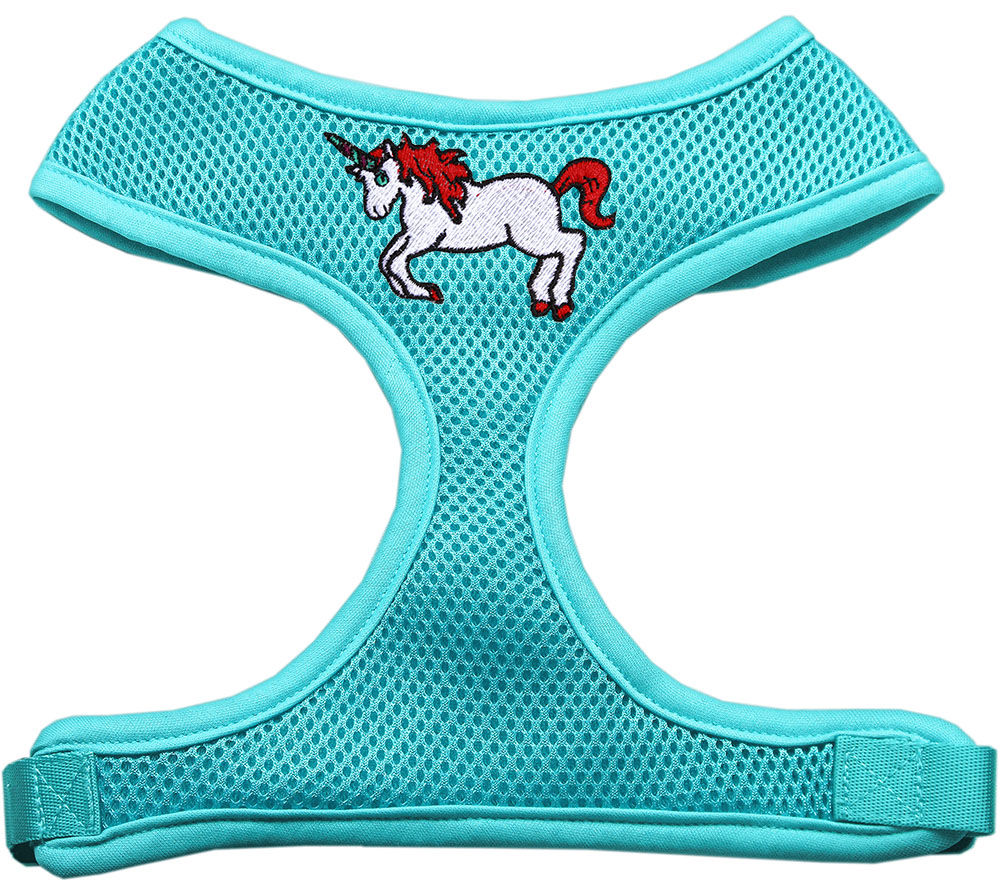 Picture of Mirage Pet 680-H01 AQSM Unicorn EmbroideRed Soft Mesh Harness&#44; Aqua - Small