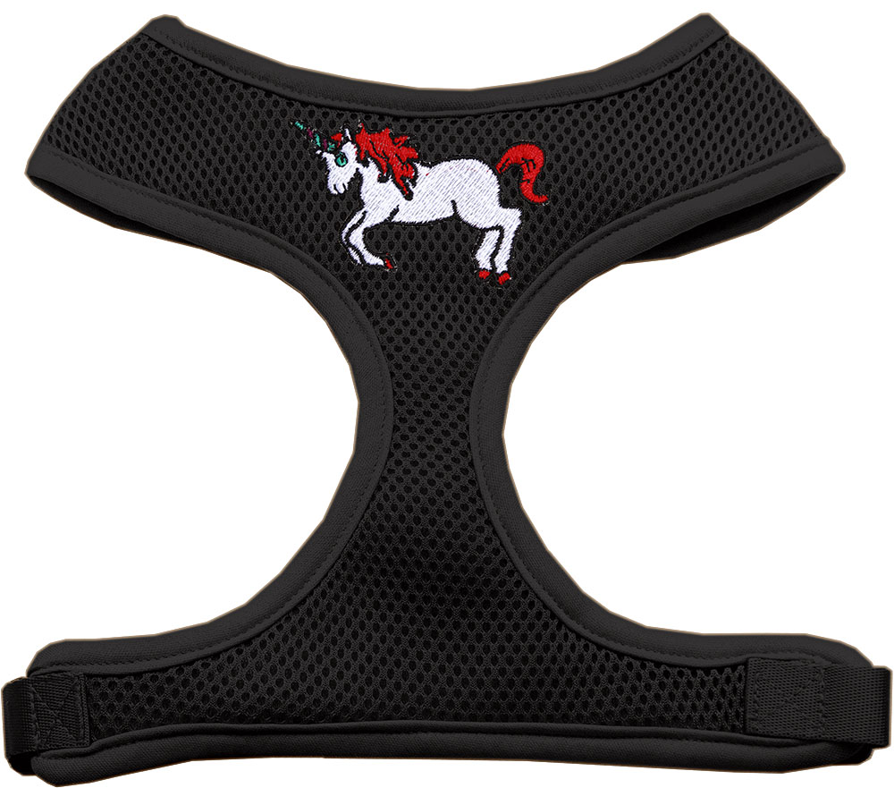 Picture of Mirage Pet 680-H01 BKSM Unicorn EmbroideRed Soft Mesh Harness&#44; Black - Small