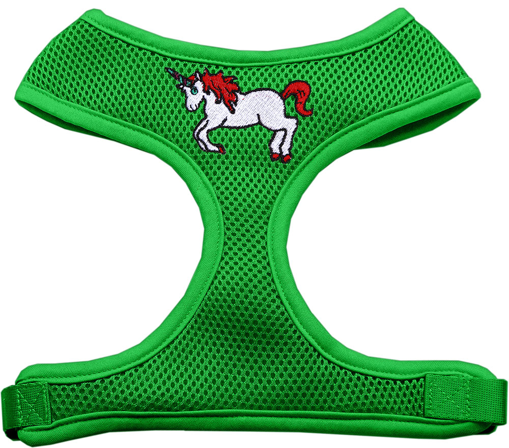 Picture of Mirage Pet 680-H01 EGSM Unicorn EmbroideRed Soft Mesh Harness&#44; Emerald Green - Small