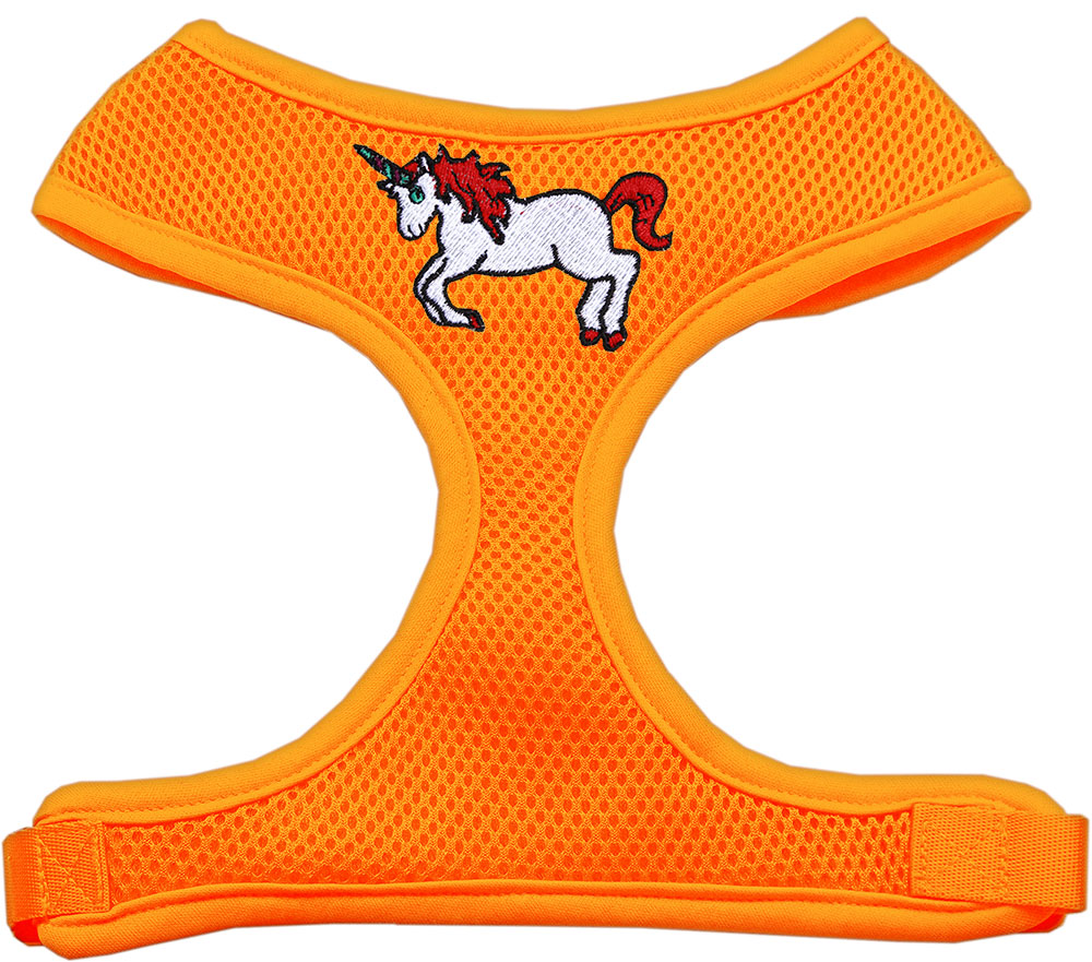 Picture of Mirage Pet 680-H01 ORMD Unicorn EmbroideRed Soft Mesh Harness&#44; Orange - Medium