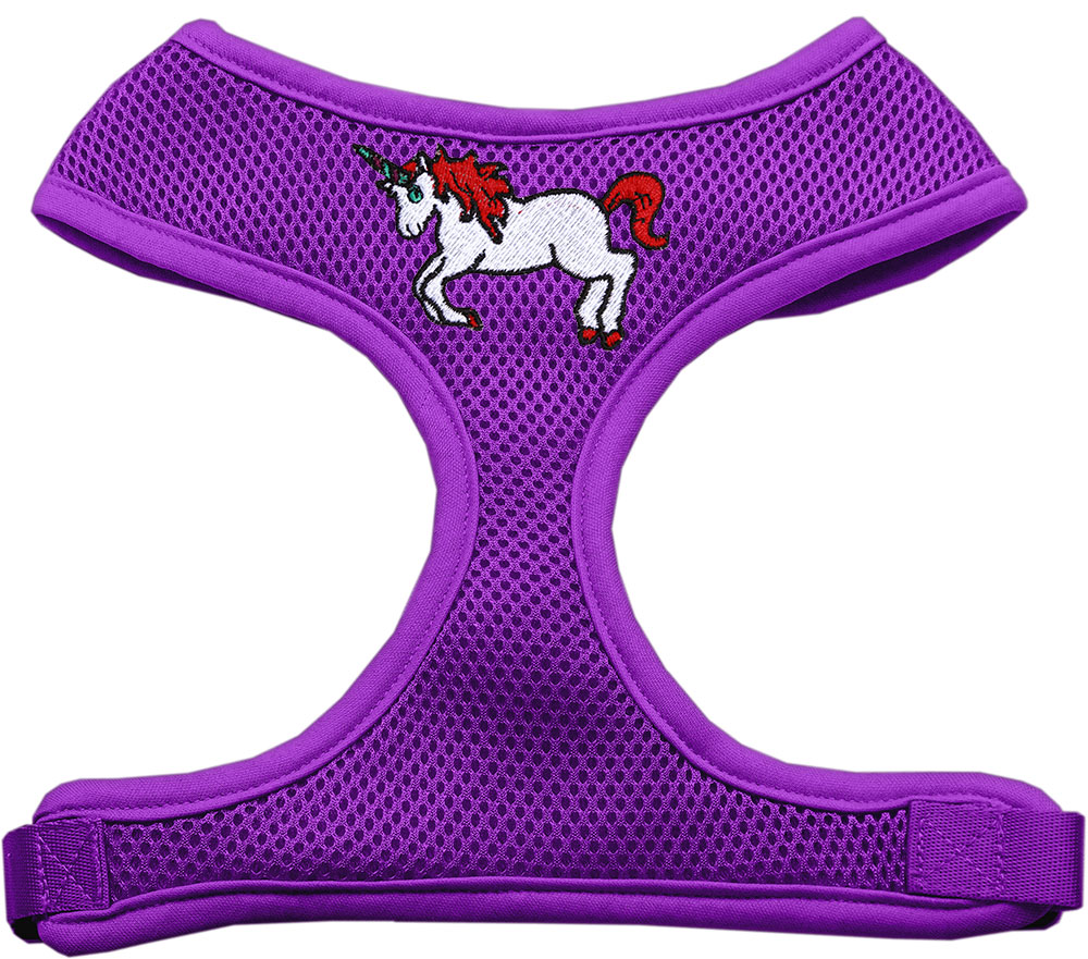 Picture of Mirage Pet 680-H01 PRLG Unicorn EmbroideRed Soft Mesh Harness&#44; Purple - Large
