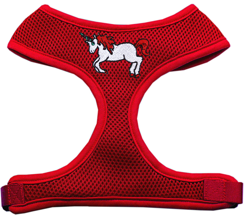 Picture of Mirage Pet 680-H01 RDSM Unicorn EmbroideRed Soft Mesh Harness&#44; Red - Small