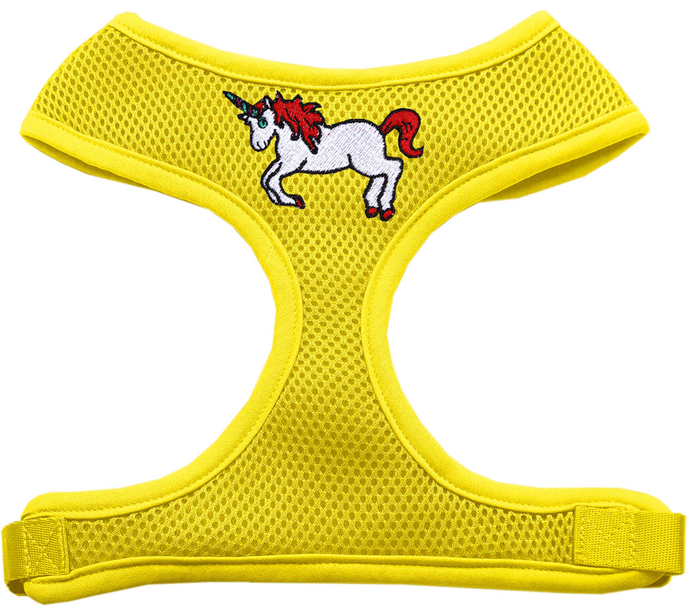 Picture of Mirage Pet 680-H01 YWSM Unicorn EmbroideRed Soft Mesh Harness&#44; Yellow - Small