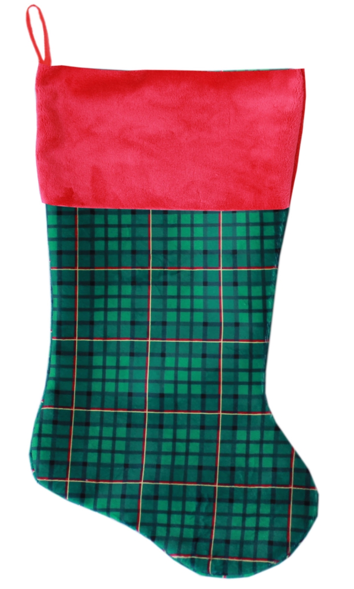 Picture of Mirage Pet 63-12 GPL Plaid Christmas Stocking, Green